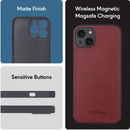 Sprig Matte Leather Back Cover for Apple iPhone 15 (Red) image 2
