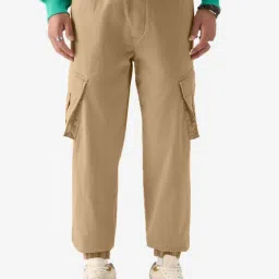 The Souled Store Beige Regular Fit Cargo Joggers-image-99