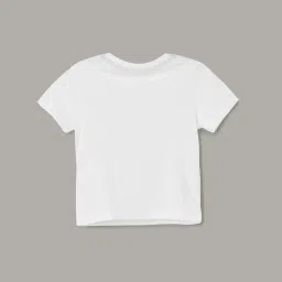 Juniors by Lifestyle White & Green Cotton Printed T-Shirt image 2