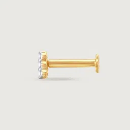 Mia by Tanishq Yellow 14k (585) Gold and Diamond Tiny Spark Nose Pin image 3