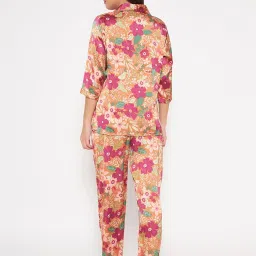 Clovia Brown Printed Shirt Pyjamas Set image 2