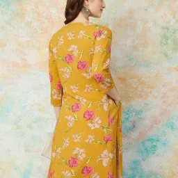 Melange By Lifestyle Yellow Regular Fit Floral Print Kurta image 2