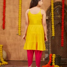 Aarika Kids Yellow & Pink Solid Kurta with Dhoti image 2