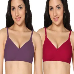 IN CARE Purple & Maroon Cotton T-Shirt Bras - Pack Of 2-picture-17