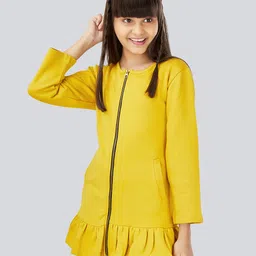 Olele Girls Yellow Solid Tailored Jacket-picture-30