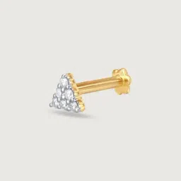 Mia by Tanishq Yellow 14k (585) Gold and Diamond Tiny Spark Nose Pin image 2
