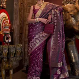 Saree Mall Purple Woven Sarees With Unstitched Blouse-image-79