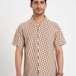 Peregrine By Pantaloons Brown Cotton Slim Fit Printed Shirt-picture-14