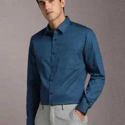 Louis Philippe Blue Cotton Regular Fit Printed Shirt image 3