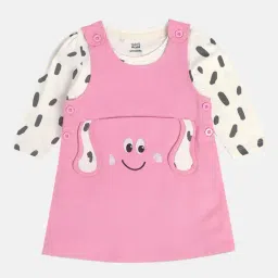 Miniklub Girls Marshmallow & Pink Regular Fit Pinny Set-image-85