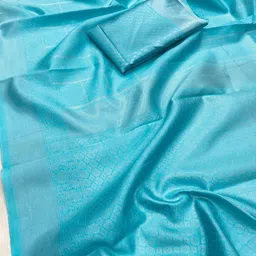 VELVINE Woven Design Handloom Block Print Saree image 4