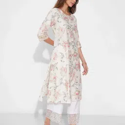 Rangmanch By Pantaloons White Regular Fit Floral Print Kurta image 3