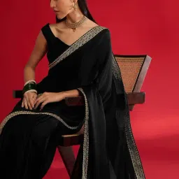 Saree Mall Black Satin Embellished Saree with Blouse Piece-image-53