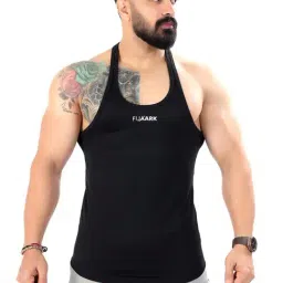 FUAARK Black Slim Fit Tank Tees-image-87
