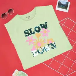 Pantaloons Junior Kids Green Cotton Embellished T-Shirt-picture-26