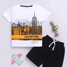 LITTLE NINJA Boys Printed Round Neck Pure Cotton T-shirt With Shorts-picture-37