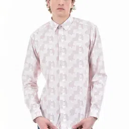 Numero Uno Pink Slim Fit Printed Shirt-image-0