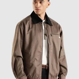 Calvin Klein Jeans Spread Collar Windcheater Biker Pure Cotton Jacket-image-18