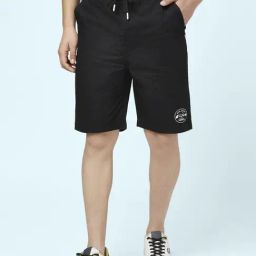 Urban Ranger By Pantaloons Black Cotton Slim Fit Shorts-picture-3