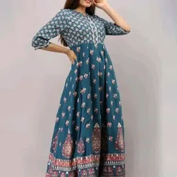Vorcia Febtex Printed Maxi-Length Fit And Flare Ethnic Dresses-image-16