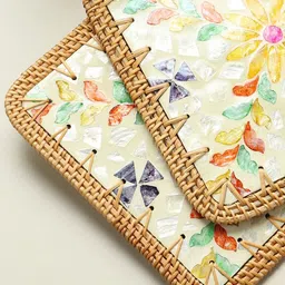 HABERE INDIA Yellow & White Printed Table Placemats image 2