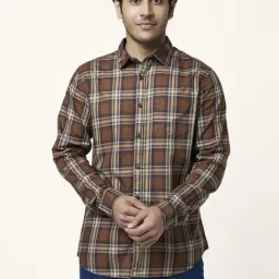 YU by Pantaloons Brown Cotton Slim Fit Checks Shirt-picture-27