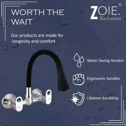 Zoie Orneo Brass Chrome Finish Sink Mixer Tap with Swivel Spout, Z31046 image 4