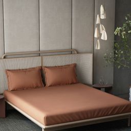 DDecor Brown 300 TC Bedsheet with 2 Pillow Covers-picture-29