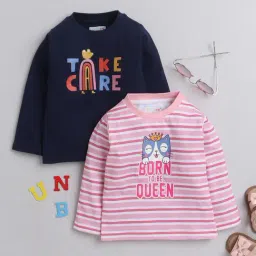 Bumzee Kids Navy & Pink Printed Full Sleeves T-Shirt (Pack Of 2)-picture-34