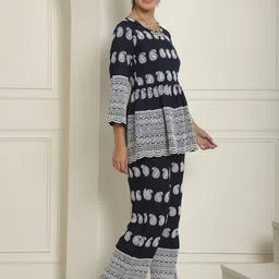 JAINISH Paisley Embroidered Round Neck Top And Trousers image 2