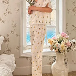 StyleCast Women Tie-Up Neck Printed Night suit-picture-34