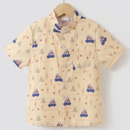 Kookie Kids Half Sleeves Car Printed Shirt - Yellow-picture-16