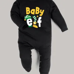 FFlirtygo Christmas Theme Cotton Full Sleeves Baby Elf Printed Romper - Black-picture-17