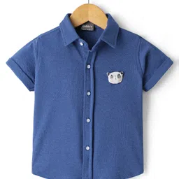 Little Kangaroos Cotton Woven Half Sleeves Solid Colour Shirt - Blue-picture-12