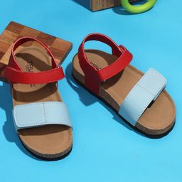 TRUFFLE COLLECTION Colour Blocked Sandals With Double Velcro Closure - Blue-picture-38