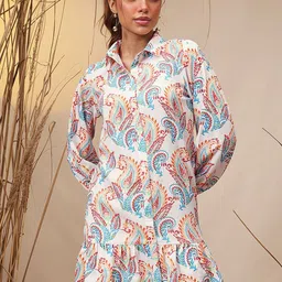 STREET 9 Paisley Printed Shirt Mini Dress-image-95