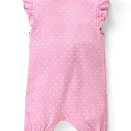 Babyhug 100% Cotton Knit Sleeveless  Romper with Polka Dot & Strawberry Print  -  Pink image 2