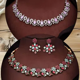 DIVASTRI Set Of 2 Gold-Plated American Diamond Studded Jewellery Sets-picture-15