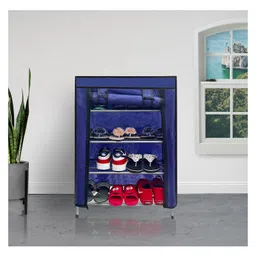 Urban Choice 4-Layer Blue Metal Shoe Rack Durable, Space-Saving Shoe Organizer for Home & Office image 3