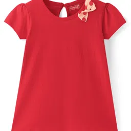 Babyhug Cotton Knit Half Sleeves Frock with Polka Dots Print & Bow Applique Pack of 2 -Multicolour image 4