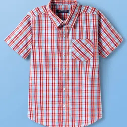 Pine Kids Cotton Woven Half Sleeves Checks Shirt With T Shirt - Multicolour image 4