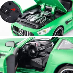 YAMAMA Mercedes AMG GT Sports Car Toys Alloy Metal Die-cast Friction Car With Openable Doors, Light And Realistic Music (Pack of 1 Color May Vary) image 4