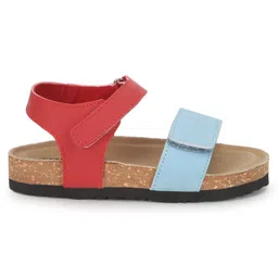 TRUFFLE COLLECTION Colour Blocked Sandals With Double Velcro Closure - Blue image 5