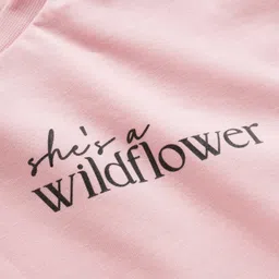 UCB 100% Cotton Knit Half Sleeves Crop T-Shirt with Front & Back Girl Print - Light Pink image 4