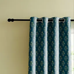 CASABLEU Verona Grey Set of 2 Printed Heavy Fabric Room Darkening Long Door Curtain image 5