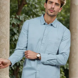 Celio Men Classic Regular Fit Solid Spread Collar Cotton Casual Shirt-image-13