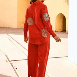 Aaysa Kurti Embroidered Shirt Collar Neck Shirt With Trousers Co-Ords image 2
