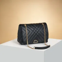 Forever Glam by Pantaloons Black Quilted Shoulder Handbag-image-43