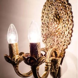 Fos Lighting Gold Ornate 2 Light Shield Wall Sconce (Bulb not included) - Set of 1-picture-24