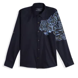 Charchit Boys Navy Comfort Fit Shirt image 2